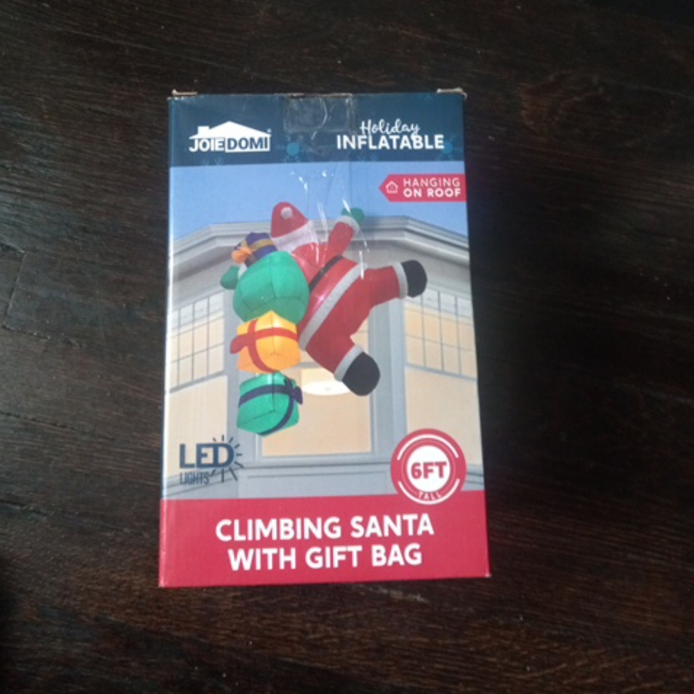 6 FT Tall Christmas Inflatable Climbing Santa with Gift Bags, Blow up Xmas Hangi